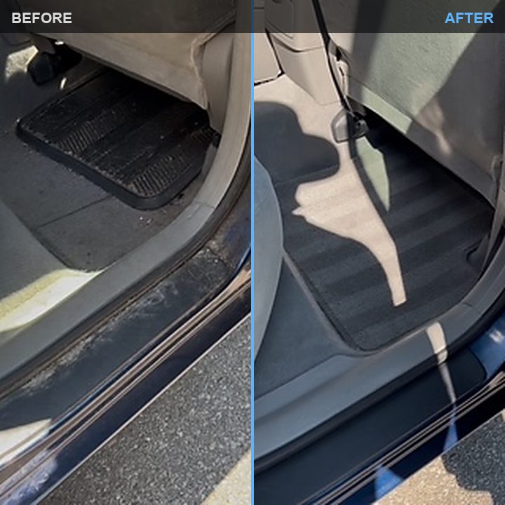 Door sill and jamb before and after cleaning