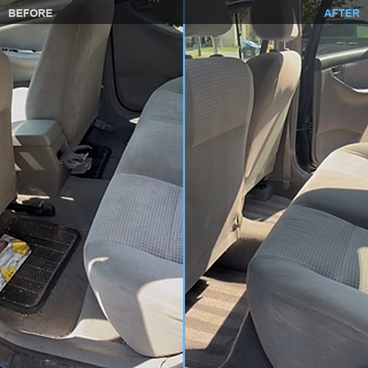Cloth interior before and after a full deep clean