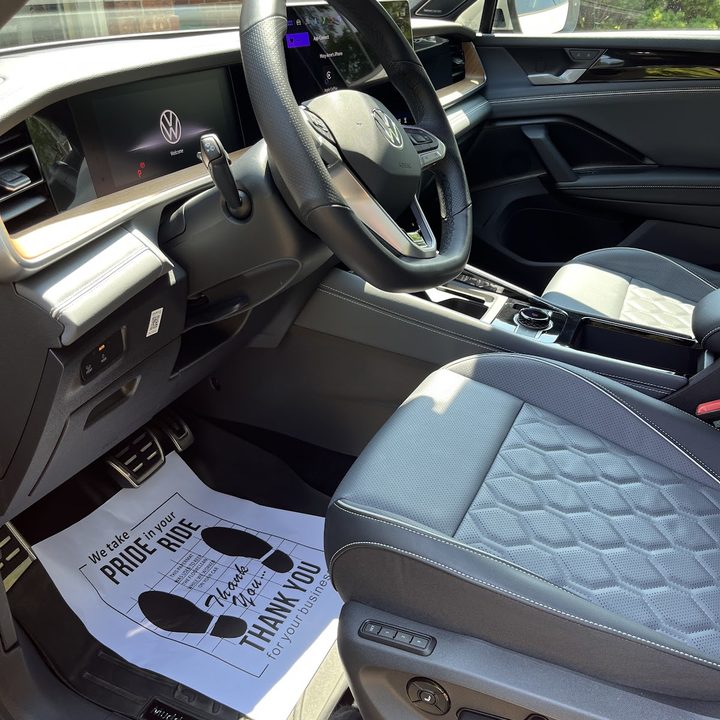 Freshly detailed Volkswagen interior with the driver area spotless